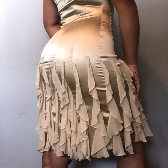 Express Dresses & Skirts - Gold silk flapper inspired dress